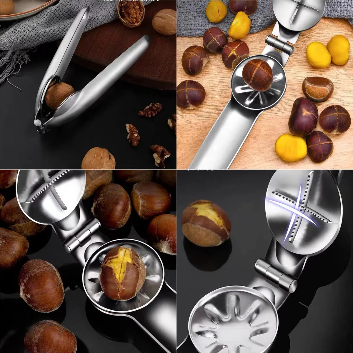 Castagno Clip,Castagne Schiaccianoci in Acciaio Inox,Castagna Opener Pinza Castagne Multifunzione Taglio della Castagna,per Castagne Utensili Cucina