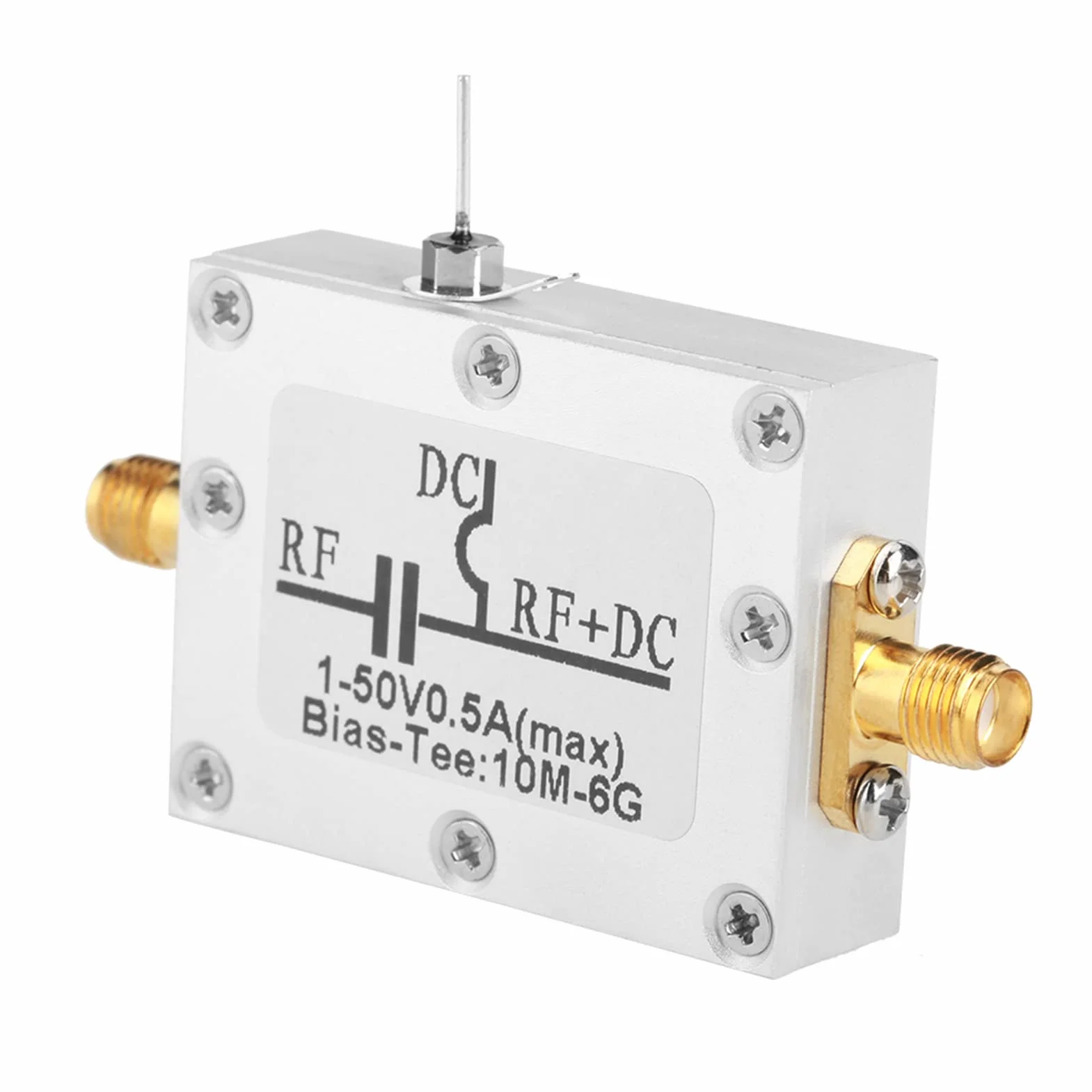 Estink Bias Tee Coassiale RF, 10 MHz-6 GHz, Modulo Banda Larga Alta Frequenza per Microonde, Pretensione RF-Bias T