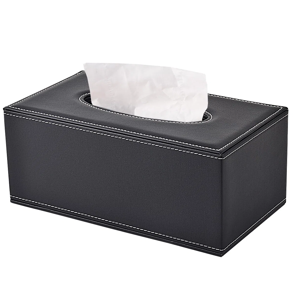 Porta fazzoletti in Pelle,Rettangolare Porta Fazzoletti,Scatola Fazzoletti Moderne,Boden verstärkt mit Magneten,passend für Haus,Hotel, Restaurant,Büro,Auto,Nera