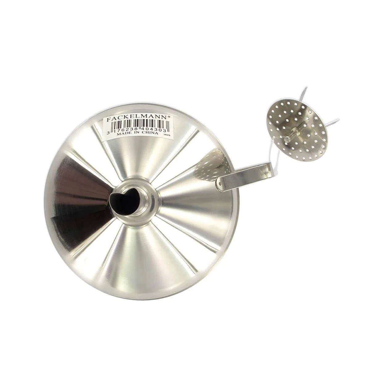 Fackelmann - Imbuto in Acciaio Inox con colino, 14,5 x 12,5 x 12,5 cm, Colore: Argento