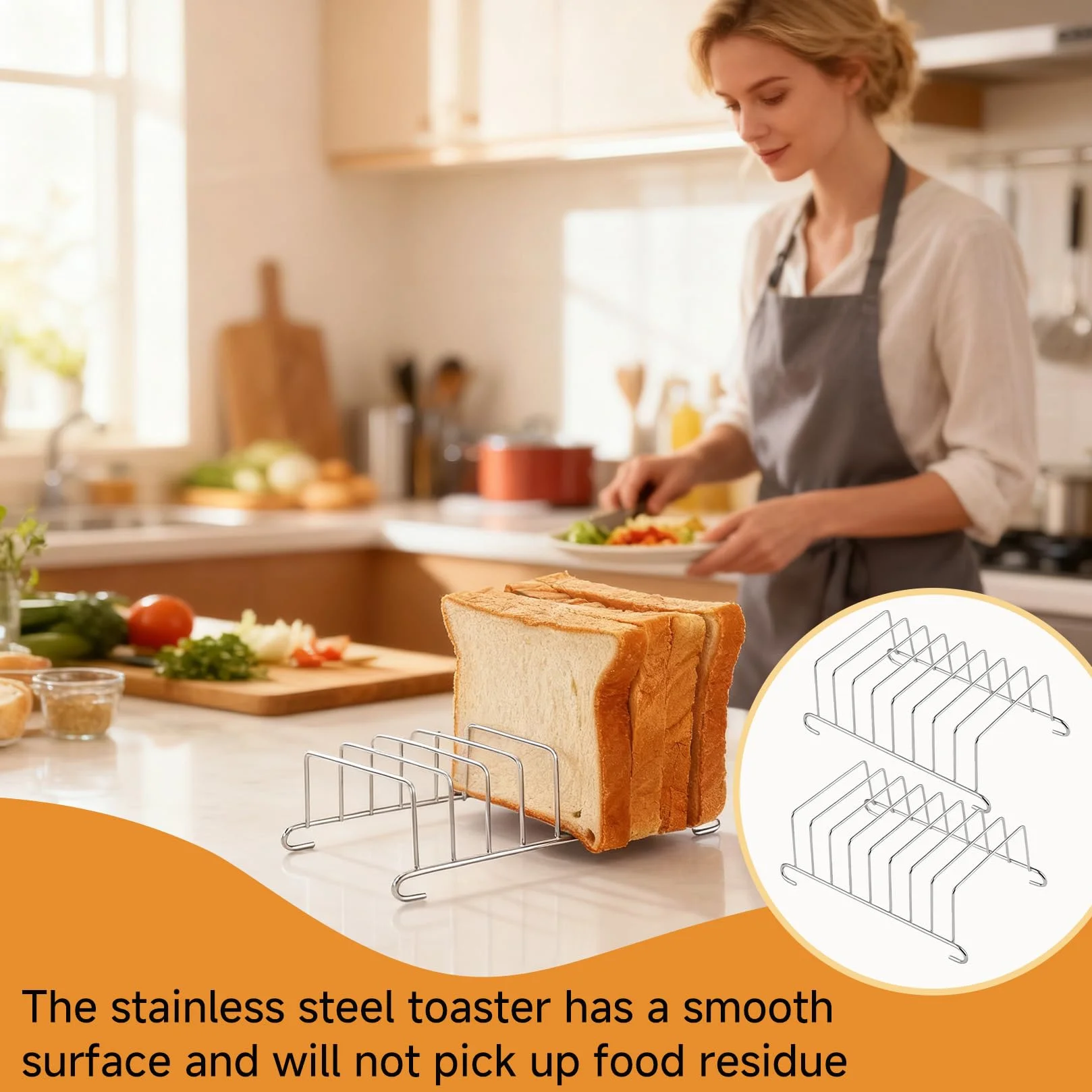 2 supporti per tostapane in acciaio inox per friggitrice ad aria calda e airfryer, supporto per tostapane con spazio per 8 fette di pane, versatile come uso in casa e ristorante