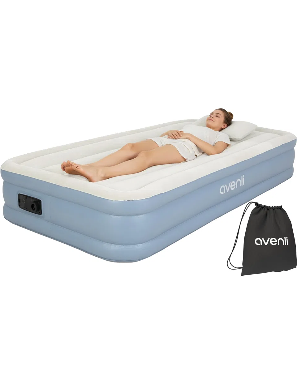 AVENLI Materasso gonfiabile autogonfiabile Twin-Size 191x99x33 cm, 1 persona, I-Beam, autogonfiabile, fino a 100 kg, grigio, campeggio letto ospiti outdoor