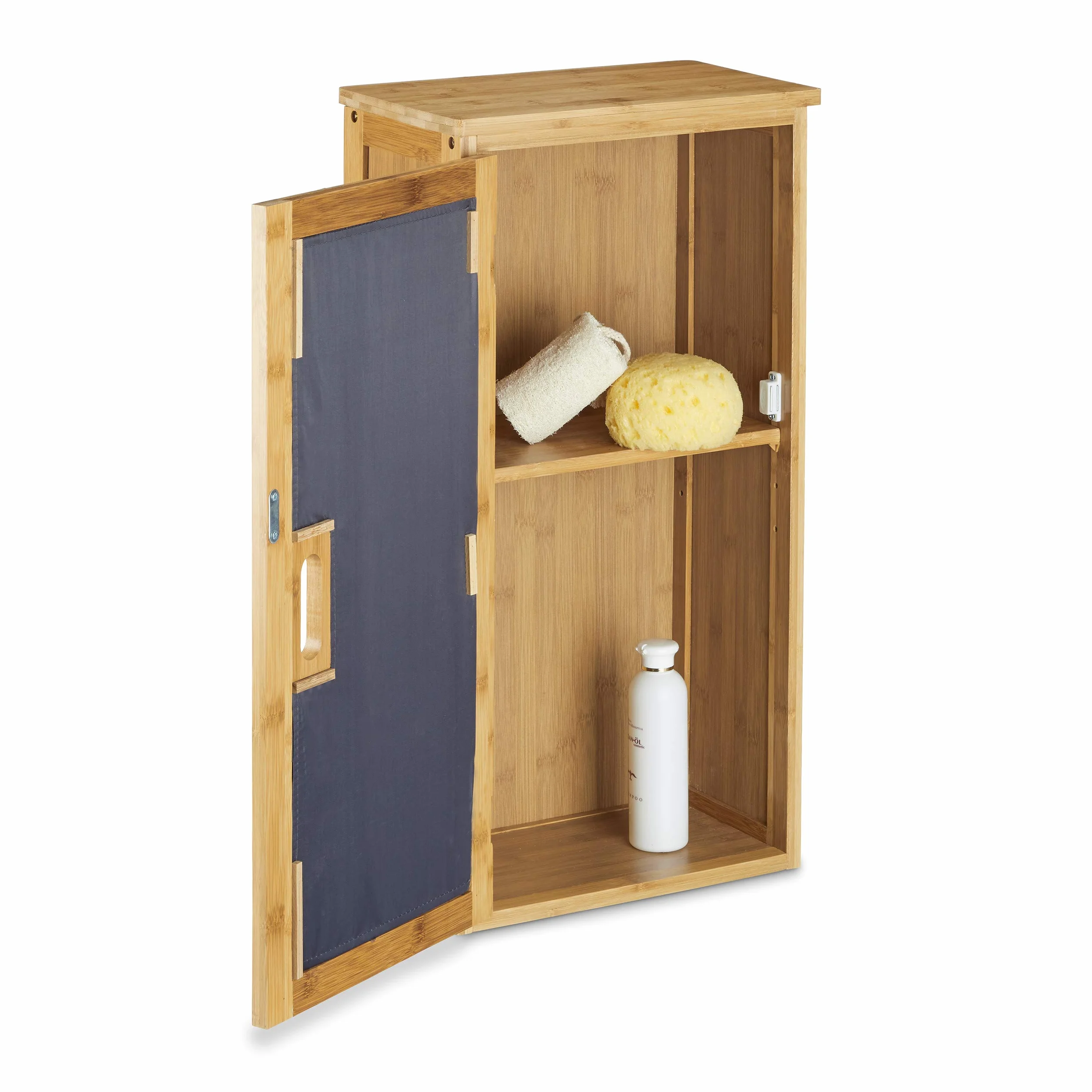 Relaxdays Armadietto da Parete per Il Bagno, Scaffale Appeso in bambù, 2 Ripiani, H x L x P: 66 x 35 x 20 cm, Naturale, Bambú, MDF, Marrone, 20x35x66 cm