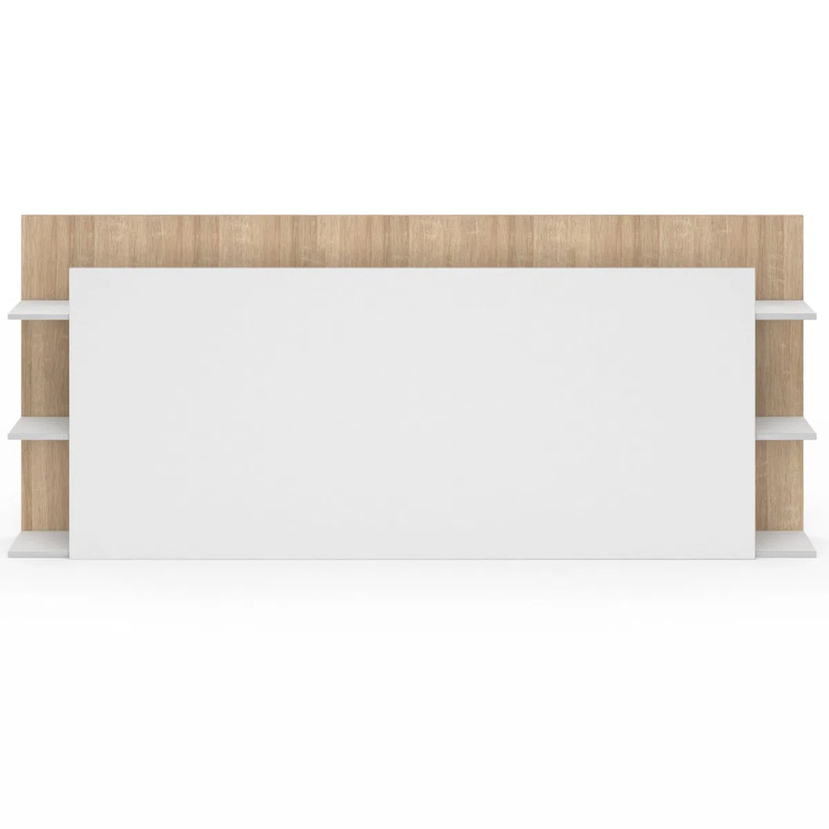 IDMarket - Cabecero CIRI para camas de 140 y 160 CM con compartimentos blancos y de madera