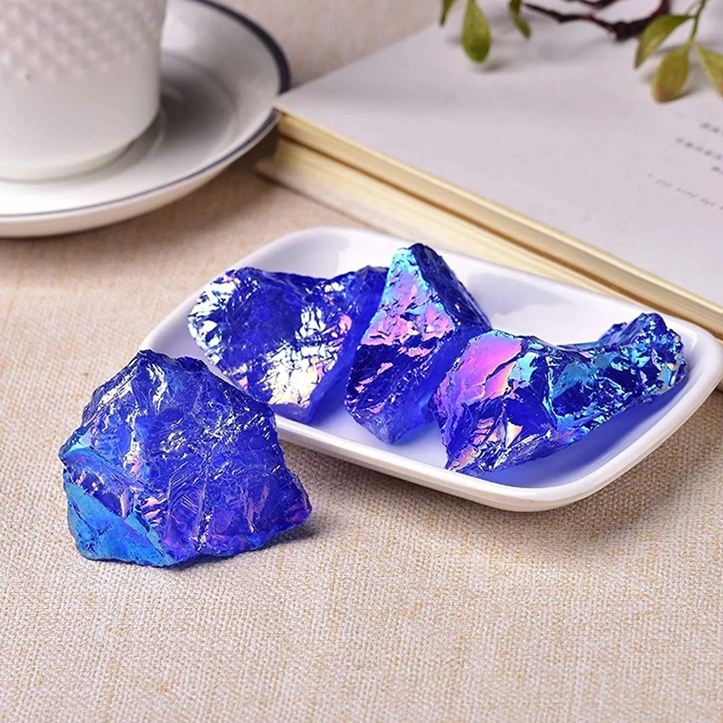 Namvo 2pcs Cristallo Naturale Pietra Grezza placca al Quarzo esemplari Minerale Grezzo Minerale Pietra preziosa Serbatoio di Pesce Decorazione energia Regalo Fai da Te