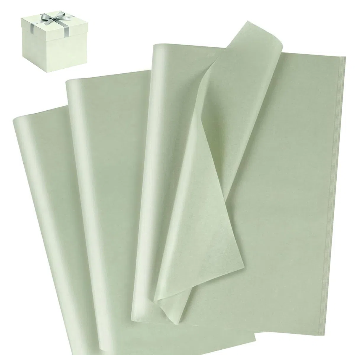 Zyiphor 100 Fogli di Carta Velina Verde Salvia, Carta per Imballaggio 50x35 cm - Per Imballaggio, Sacchetti Regalo, Confezioni e Artigianato - Ideale per Compleanni, Matrimoni, Baby Shower e Feste.