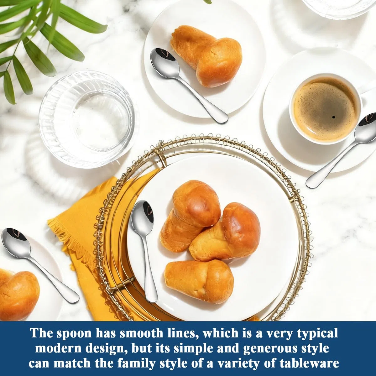 Berglander Cucchiaini da caffè 24 pezzi 14cm, Set di mini cucchiai in acciaio inossidabile per tè, dessert, gelato, posate in metallo per casa, cucina, ristorante, caffetteria