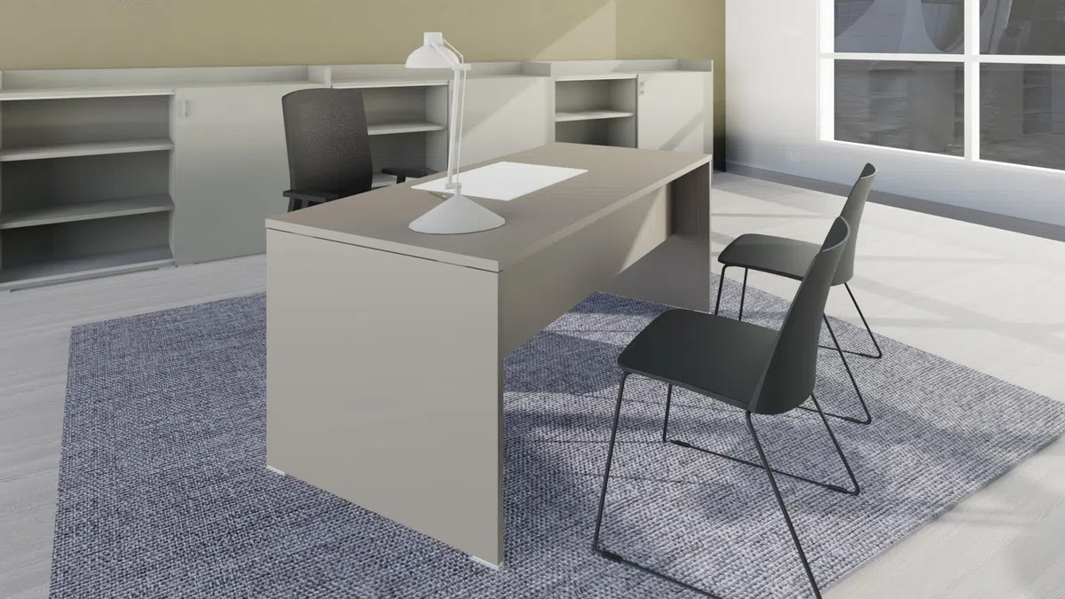 FBasic Scrivania Operativa in legno - Colore Bianco - 140x80x74