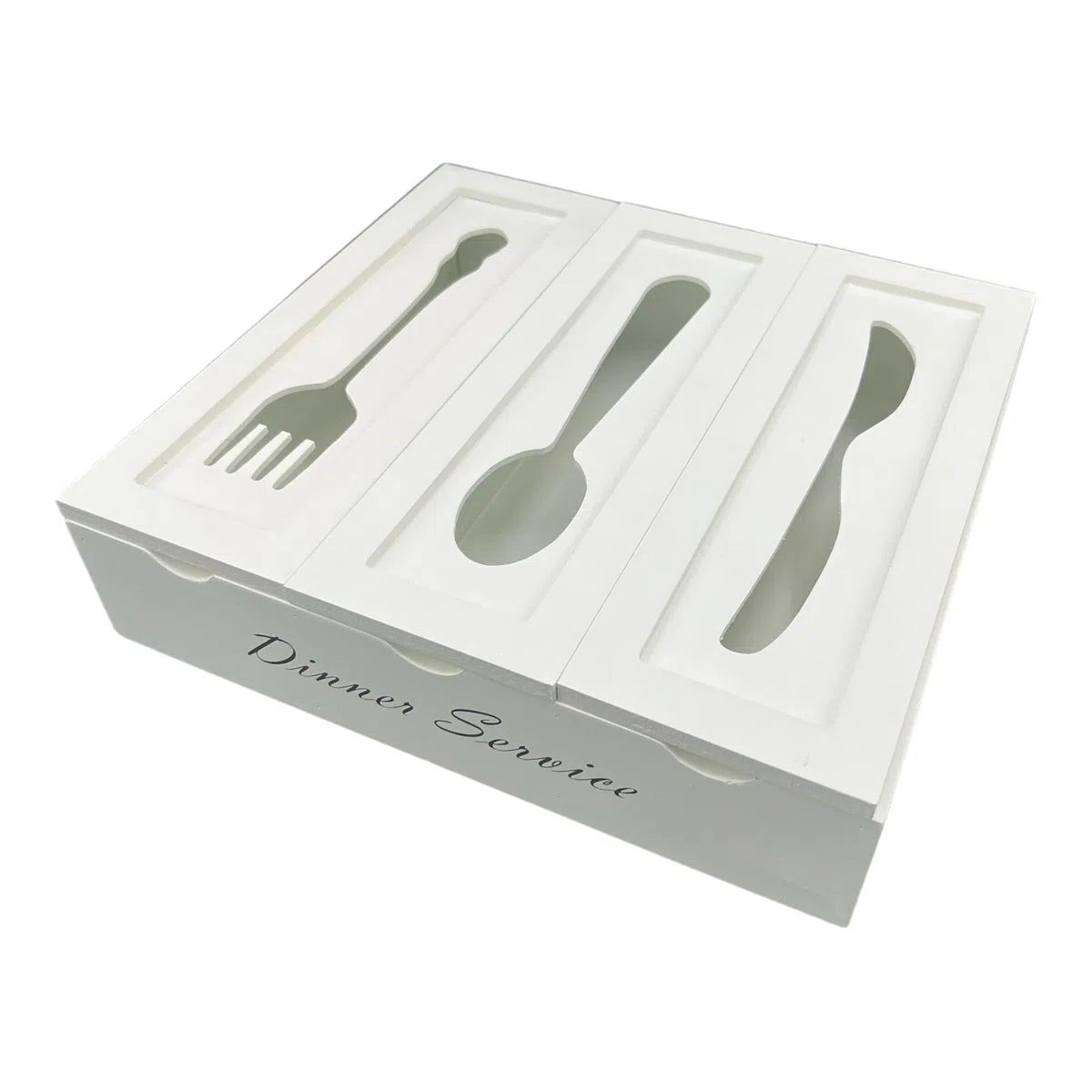 Gicos Porta Posate in Legno Colore Bianco 25X25X7 CM