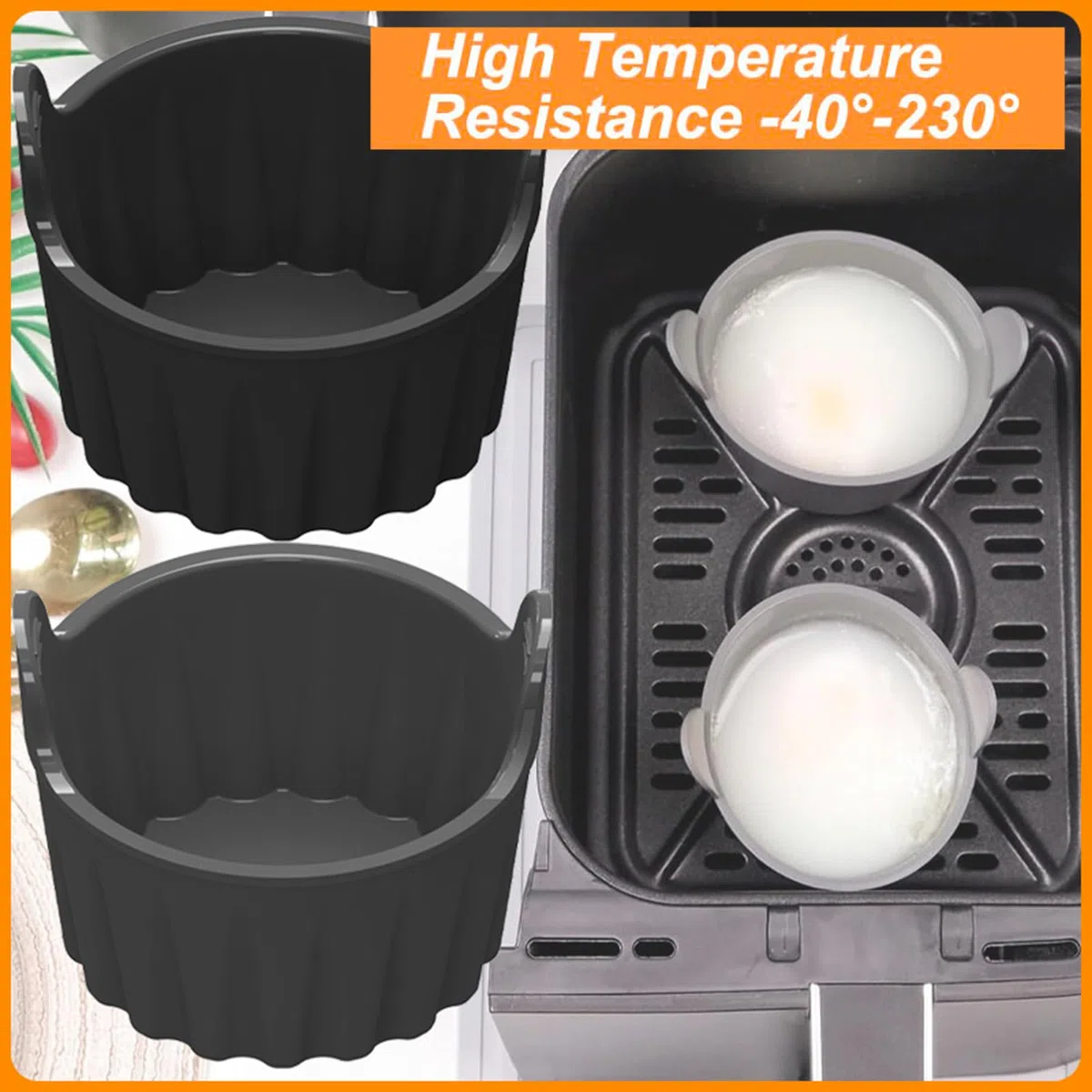 RoseFlower Pirottini per Friggitrice ad Aria, 10 Confezioni di Stampi Muffin per Friggitrice ad Aria, Pirottini Silicone per Cupcake, Budini, uova Fritte, Panini, Stampi per Muffin