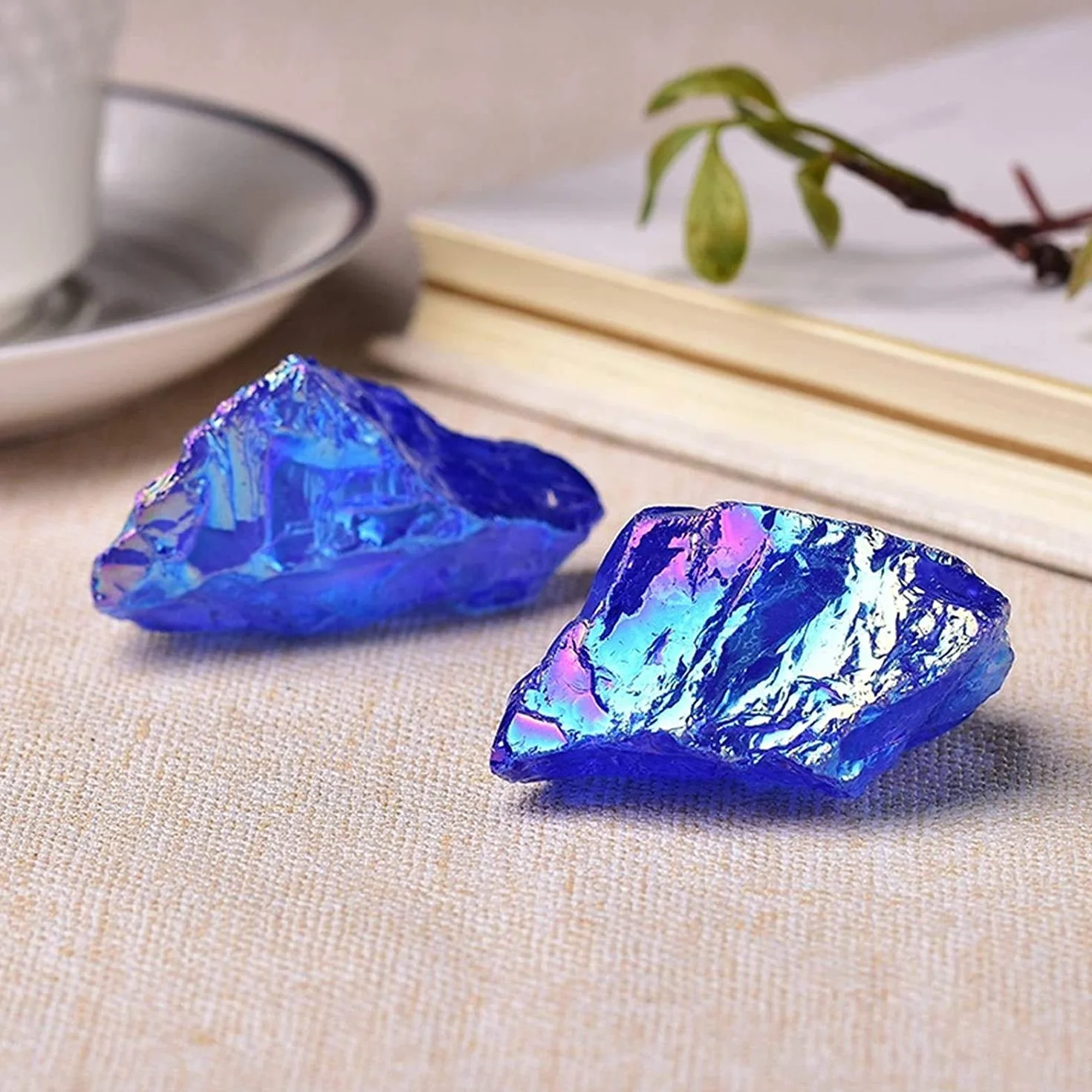 Namvo 2pcs Cristallo Naturale Pietra Grezza placca al Quarzo esemplari Minerale Grezzo Minerale Pietra preziosa Serbatoio di Pesce Decorazione energia Regalo Fai da Te