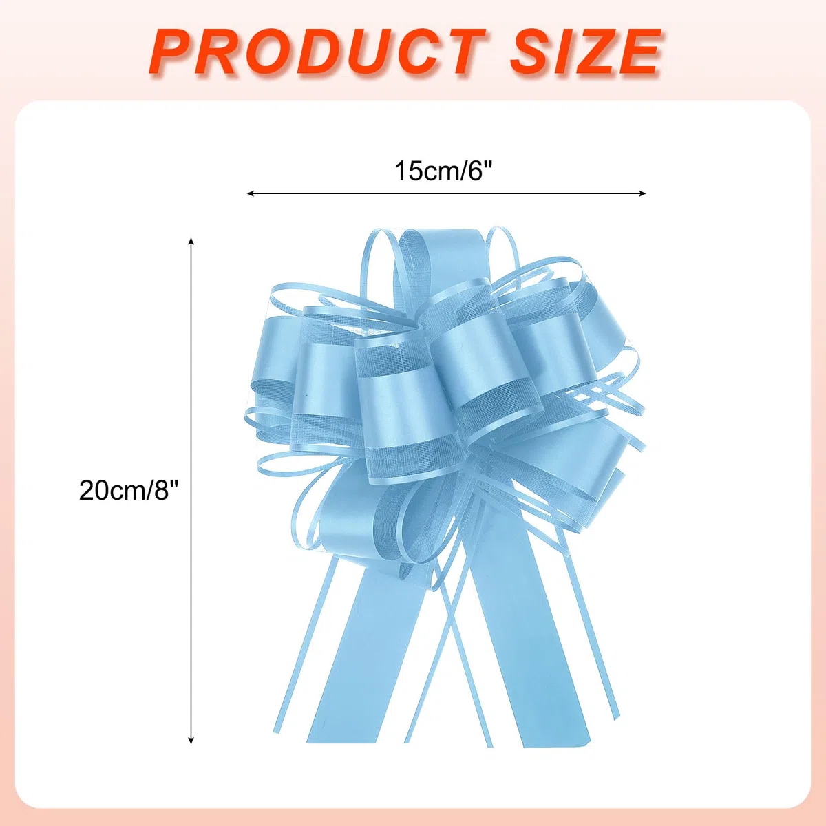 QUARKZMAN 5pz 15cm Fiocchi Regalo Tirante Grande in Organza Fiocco Confezioni Regalo Nastro per Cesti Auto Matrimonio Regali Fiocco di Natale, Azzurro