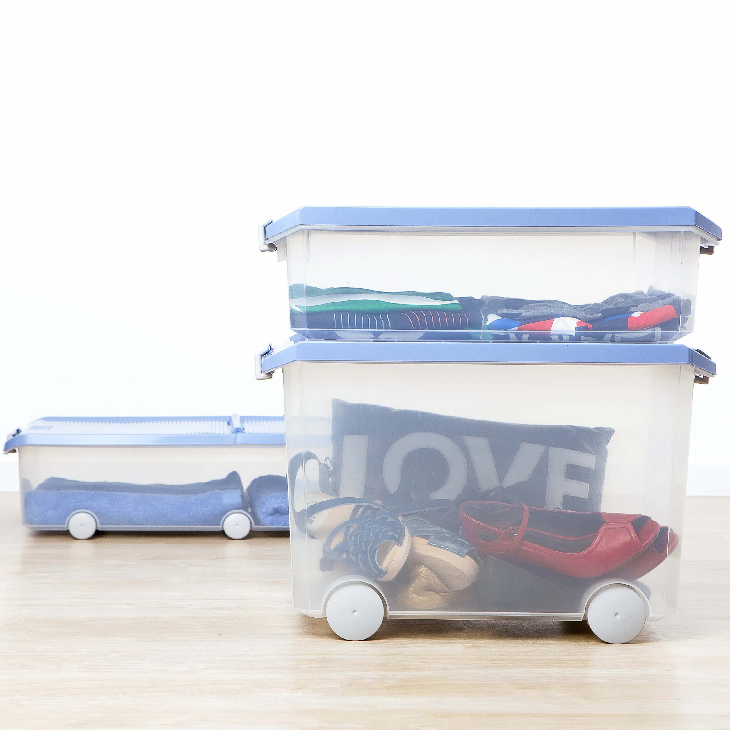 TATAY Scatole Plastica con Coperchio 14 L Multiuso - Classic | Coperchio con Cerniera Incluso | Manici Ergonomici in ABS | Design Impilabile e Resistente | Plastica BPA Free | 27x39x19 cm, Blu