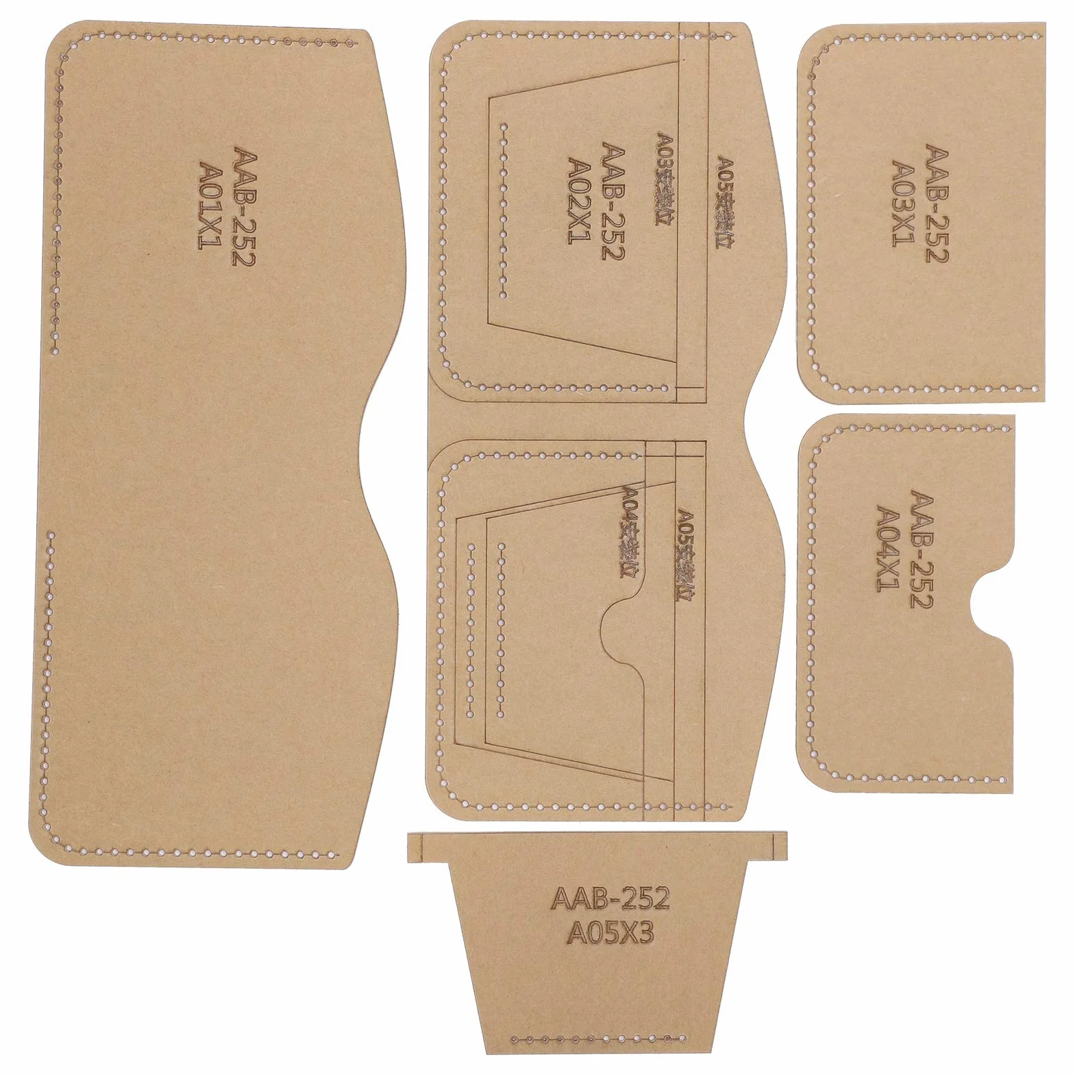Modello Acrilico Stampo per Borsa in Pelle Articoli in Pelle Stencil Modello Portafoglio Strumenti Corti 5 Pezzi Prodotti in Pelle Fungo Articoli in Pelle Trasparente Vernice