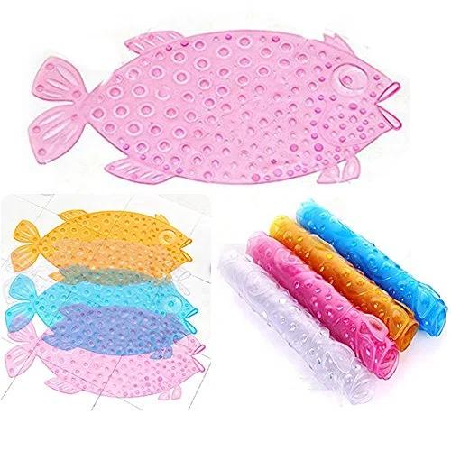 Pesce Bagno Tappetino Doccia con Sucker Antiscivolo Anti Skid di aspirazione per la casa sicura di Capretto del Bambino (Rosa)