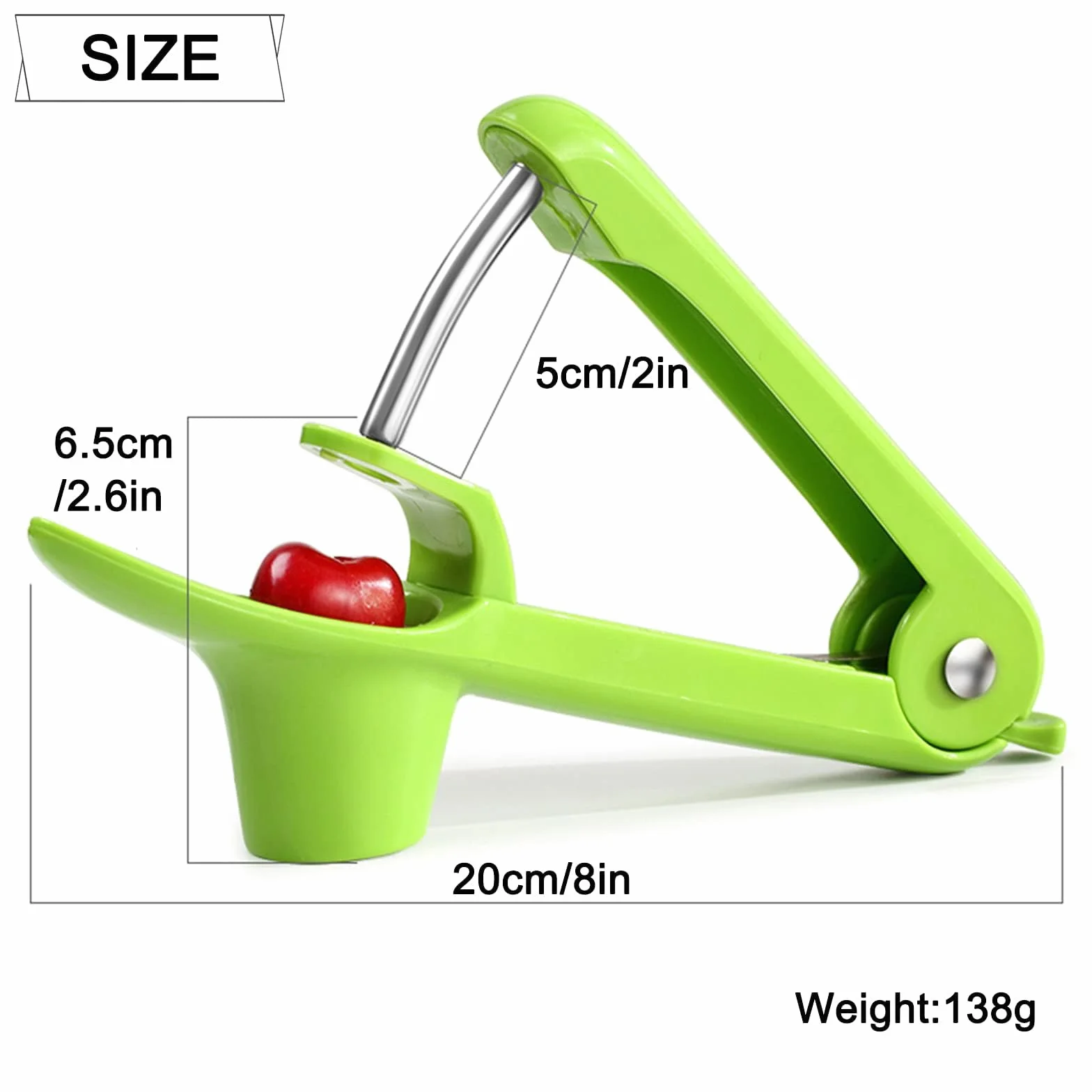 2 Pezzi Snocciolatore Ciliegie e Olive Snocciolatore Ciliegie Noccioli con Asta di Acciaio Inox e Coppetta in Silicone per Preparare Marmellata di Ciliegie (Verde,Nero)
