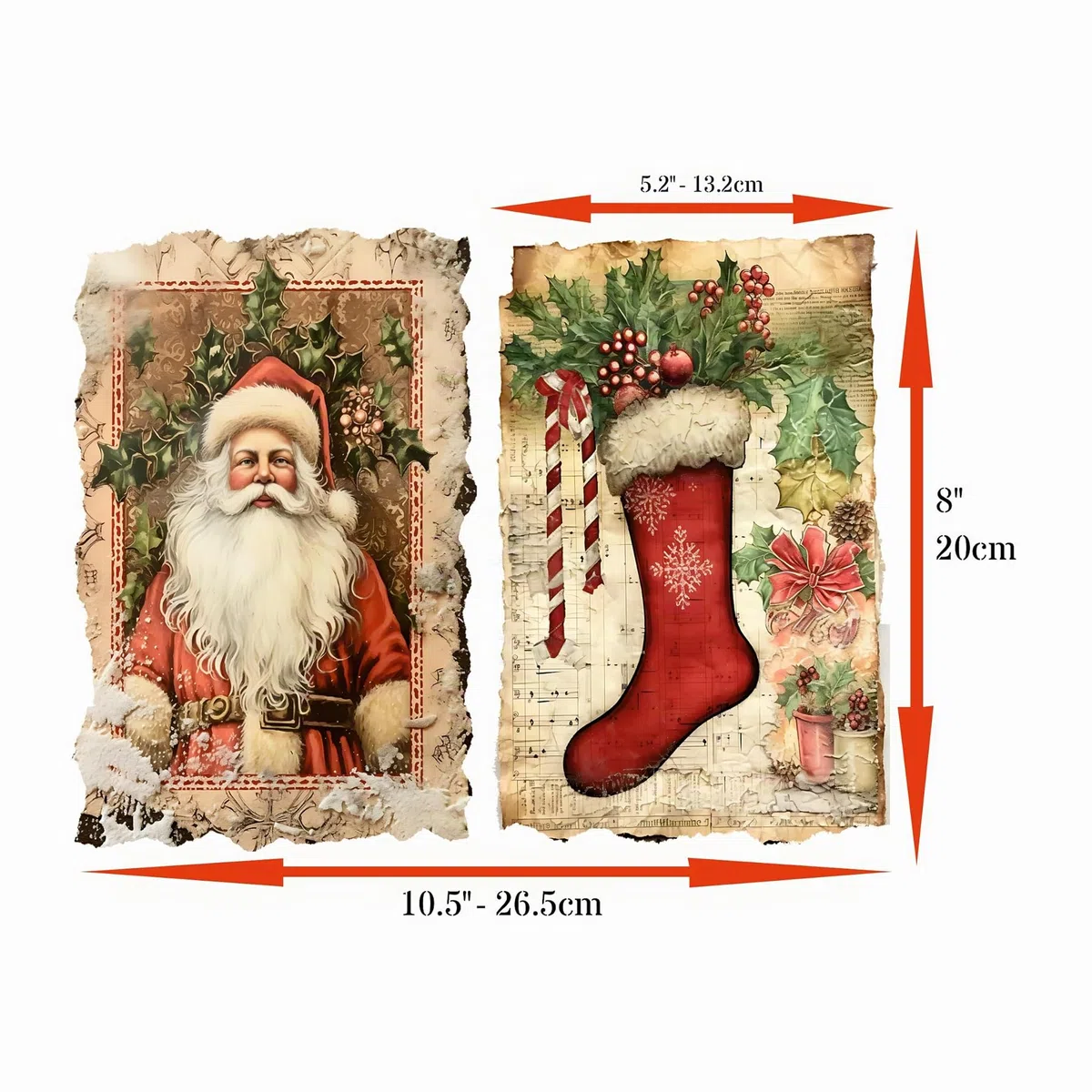 Carta di Riso Vintage per Natale, 20 x 26,5 cm (6 Fogli) – 6 Fogli per Decoupage per Collage, Media Mista, Creazione di Biglietti e Artigianato, Decoupage di Craft Kreatively