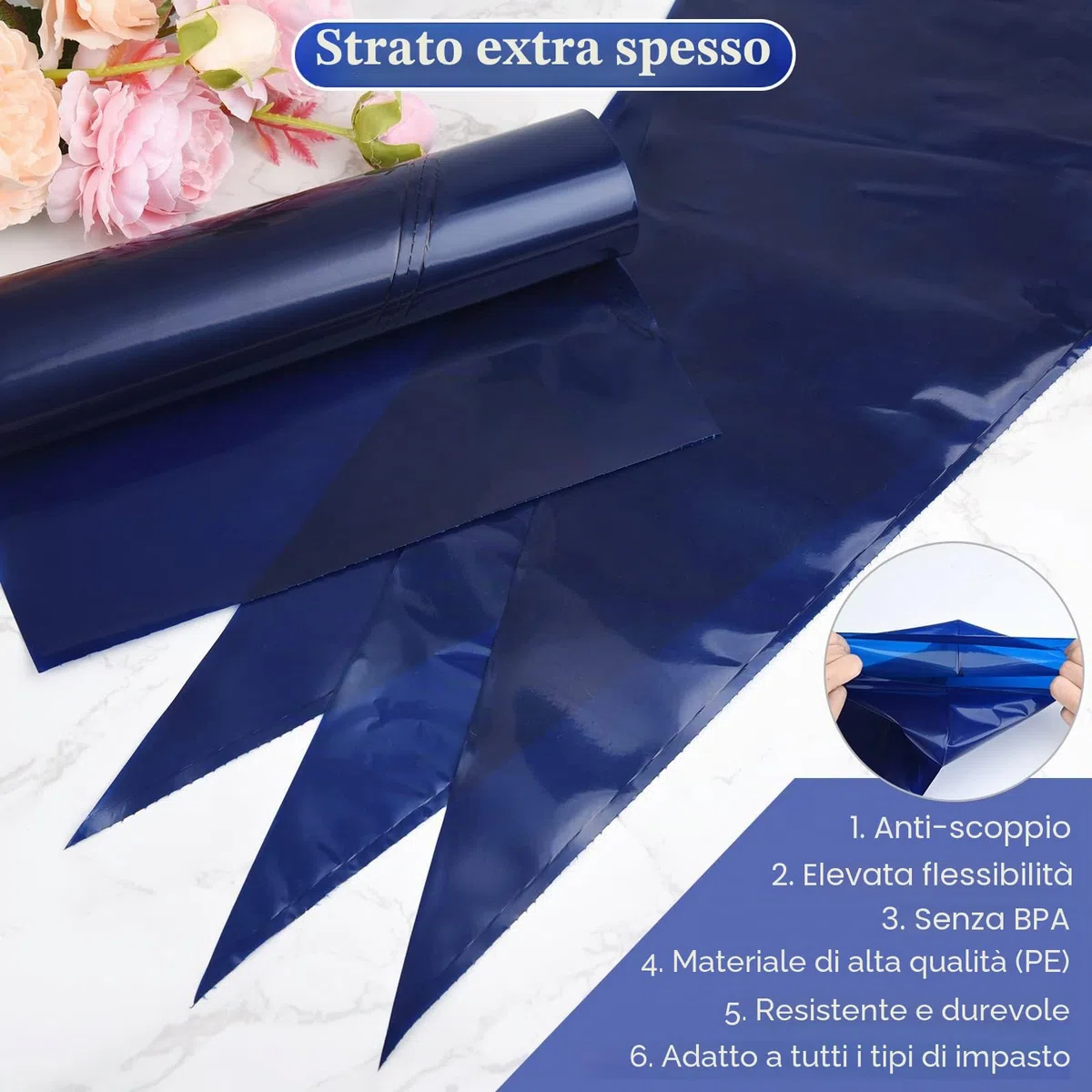 ELECLAND 50 Pz Sacchetti Per Pasticceria Usa E Getta Extra Large - 21 Pollici Addensati Per Biscotti, Cupcakes, Dessert, Torte Decorazione
