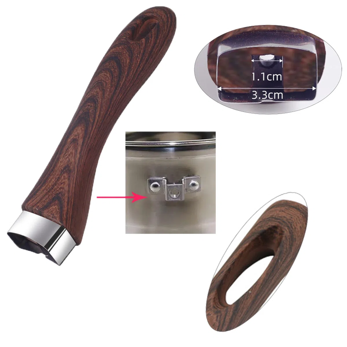 Vastsea 2 Pezzi Manico Rimovibile, Manico Pentola Universale, Manico universale rimovibile, per Utilizzato Nella Maggior Parte Degli Accessori Pentole da Cucina （Legno Marrone）