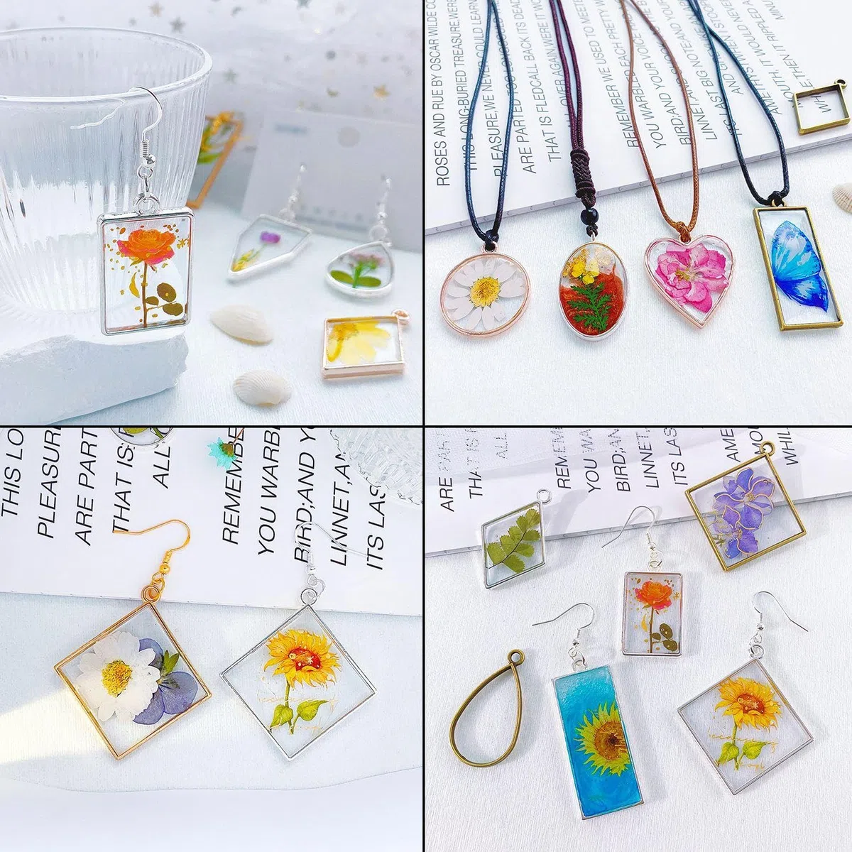 SLAXJNE Cornice per Pendenti in Metallo da 80 Pezzi, Materiali per Gioielli Fai da Te, Pendenti in Metallo Fai da Te, Stampi in Resina Epossidica, Produzione di Gioielli Creativi