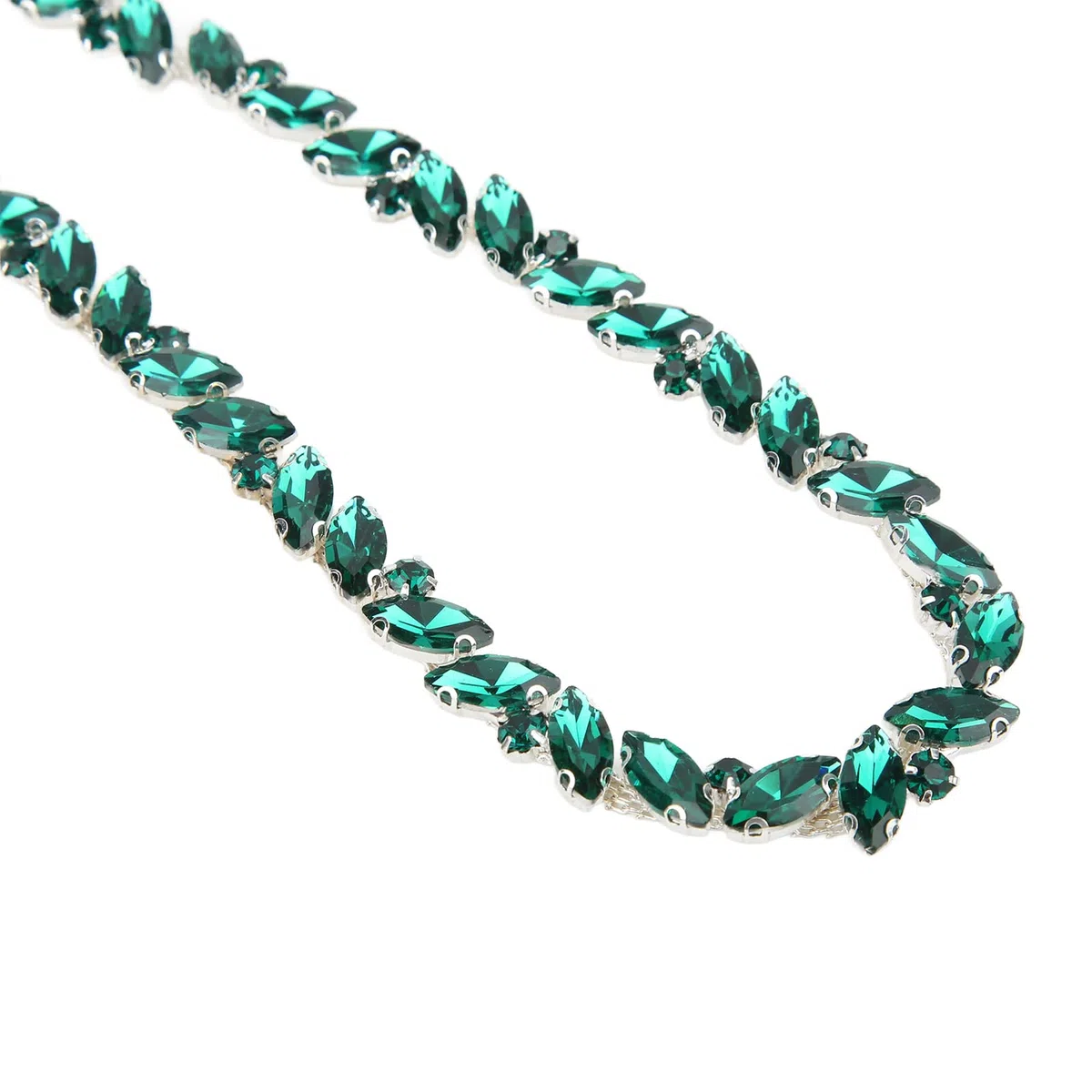 Tnfeeon Catena di Rifiniture con di Vetro da Cucire su, Catena Stretta per Gioielli Fai da Te, Decorazioni per Matrimoni(Buco Verde)