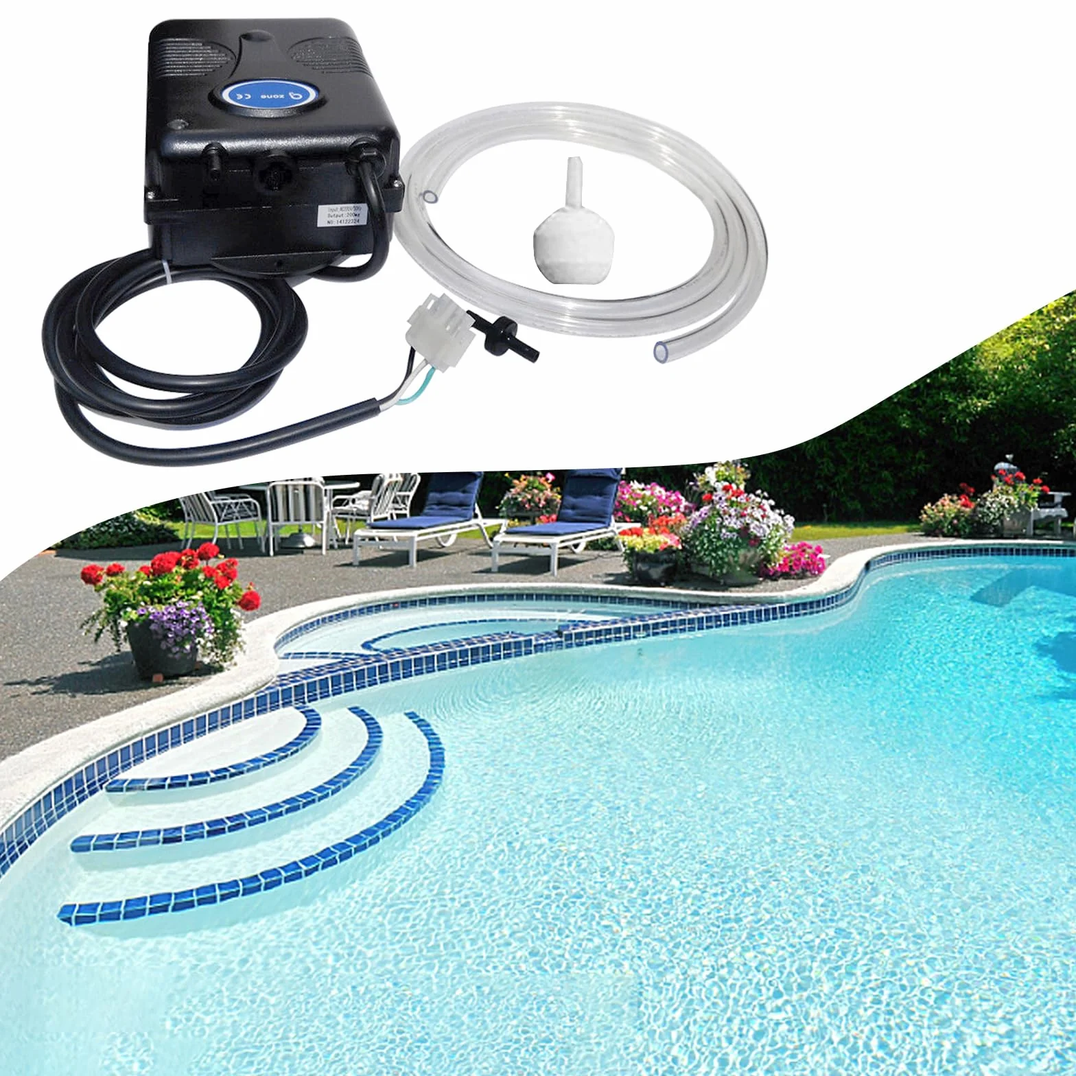 Generatore di ozono per acqua e aria 300mg/h, ozonizzatore acqua aria detergente per acqua, verdura, frutta, piccole piscine, vasche da bagno, B0B4-XH
