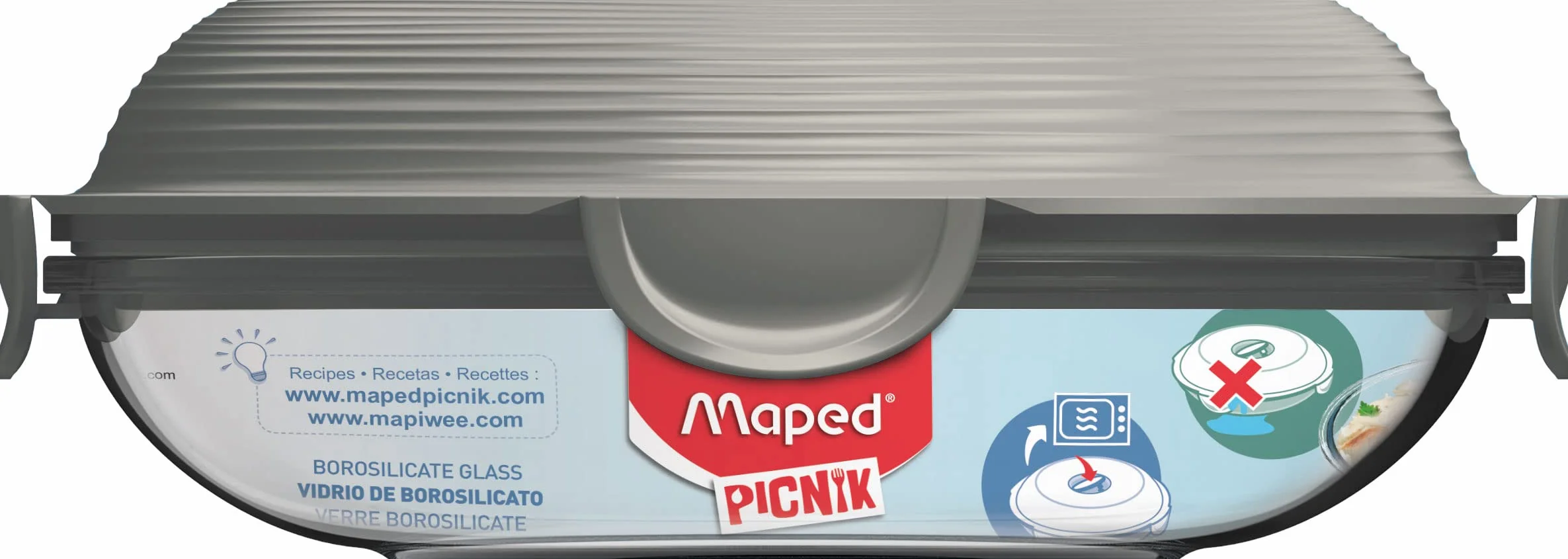 Maped PICNIK - Piatto da pranzo in vetro Concept Adult, adatto al microonde, 700 ml, colore: Grigio