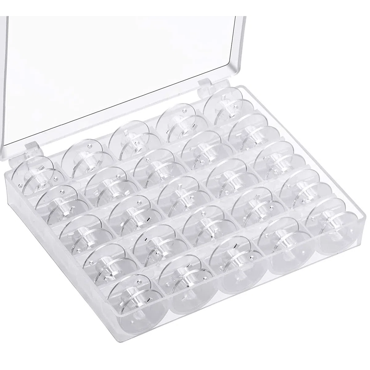 Rocchetti per Macchina da Cucire Bobine Universali Plastica Rocchetti per Cucito Bobina per Macchine da Cucire con Scatola(25 Pezzi, Trasparente)
