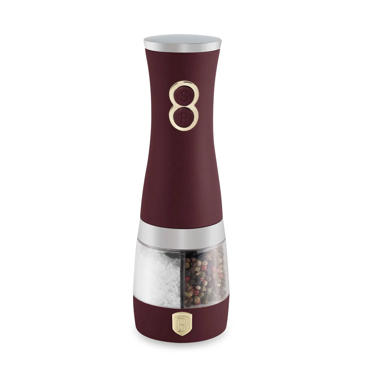 Berlinger Haus Leonardo Collection - Macinapepe elettrico 2 in 1, con macinino in ceramica, 6 batterie AA (non incluse)