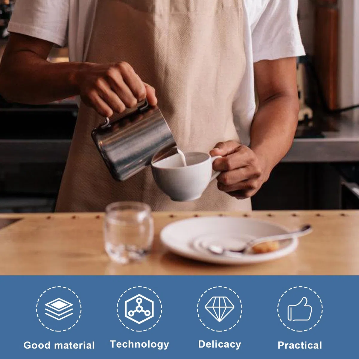 6 bricco per latte, in acciaio inox da 90 ml, piccolo bricco per latte in schiuma, bricco da 3 oz per schiumare, brocca per latte e caffè espresso per montalatte, cappuccino, latte art
