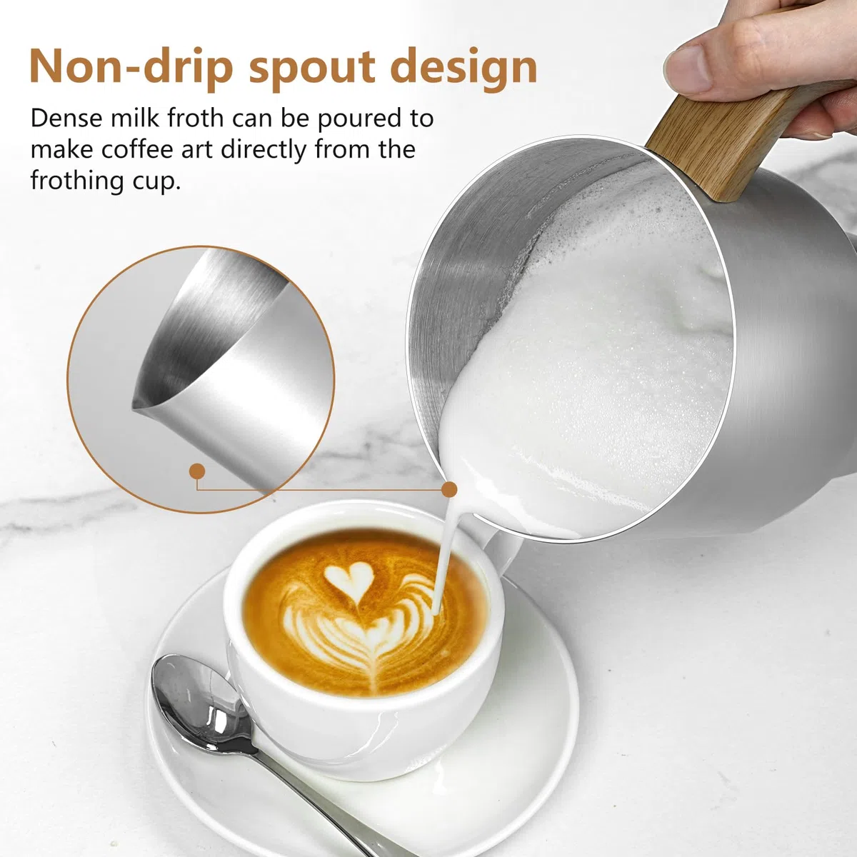 AMZCHEF 8-IN-1 Montalatte Elettrico Cappuccino 550 Watt, 600 ml Montalatte Elettrico con Tazza Divisa per Schiuma di Latte Calda e Fredda, Latte Caldo, Alimenti per Bambini a Base di Latte