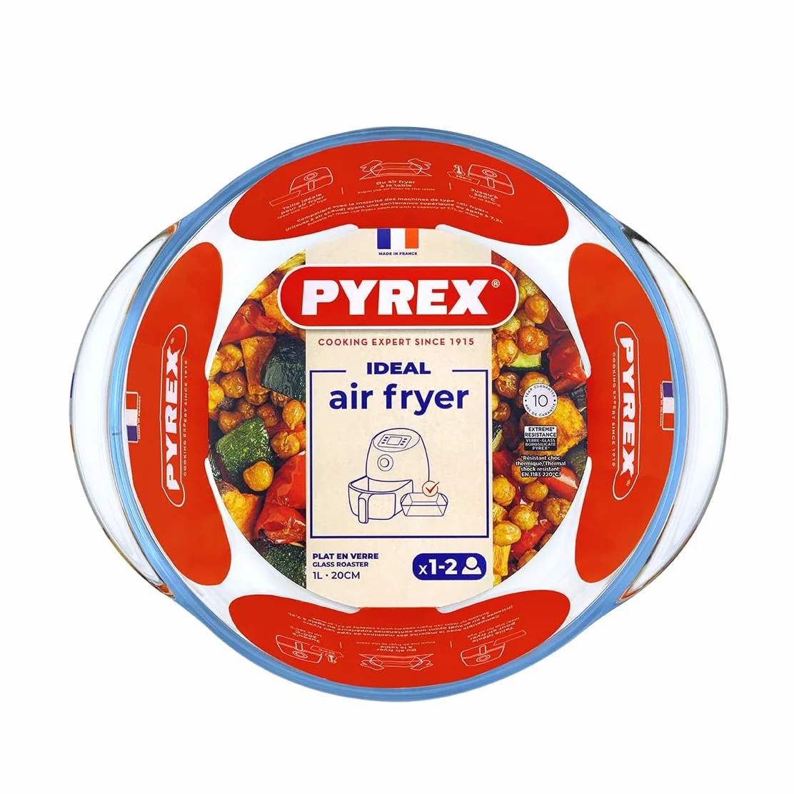 Plat air fryer - PYREX - 1450140 - Rond - En verre borosilicate - 20 cm