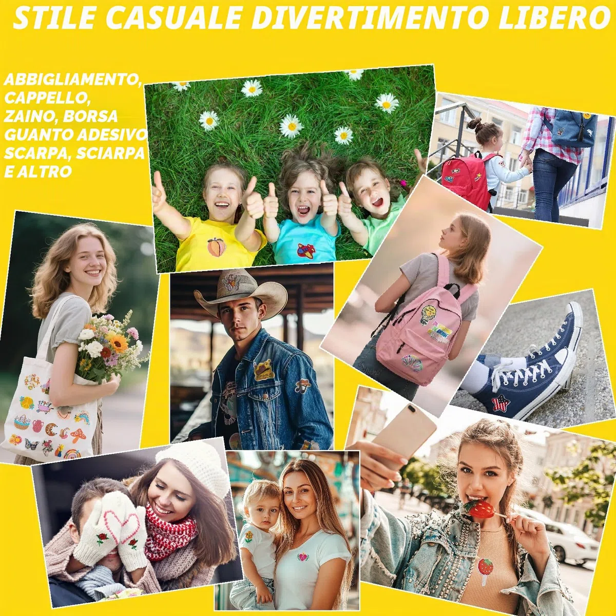 Harsgs 60 toppe ricamate a caso, colori vivaci, da cucire o stirare su vestiti, cappelli, jeans, accessori fai da te, medie