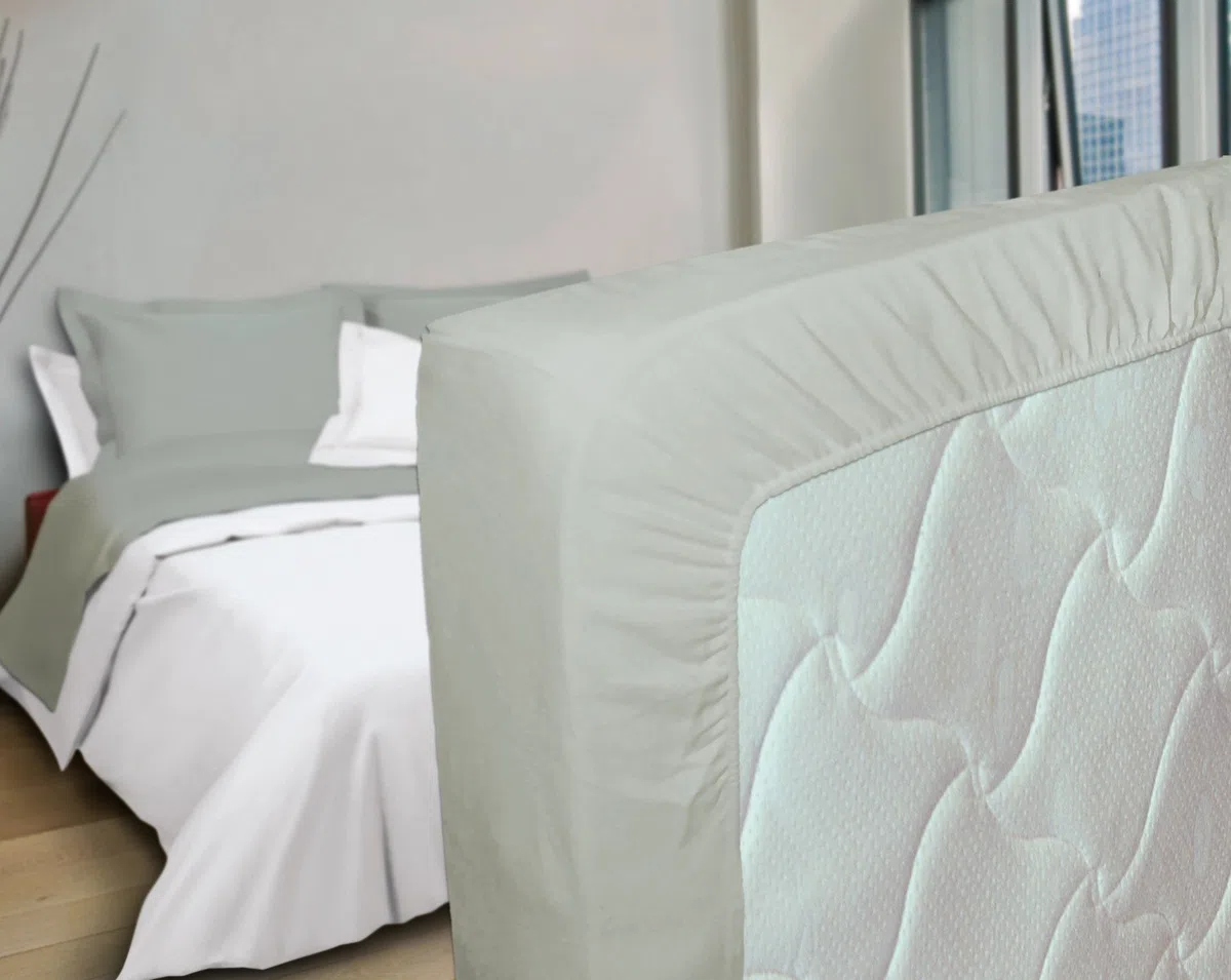 Nuit des Vosges 2185225 Cotoval Lenzuolo con Angoli Cotone in Tinta Unita Grigio 80 x 190 cm