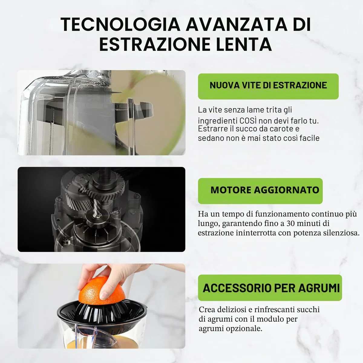 Kuvings - Estrattore di succo REVO830 - Doppio boccaglio, Sistema di taglio automatico - Nero