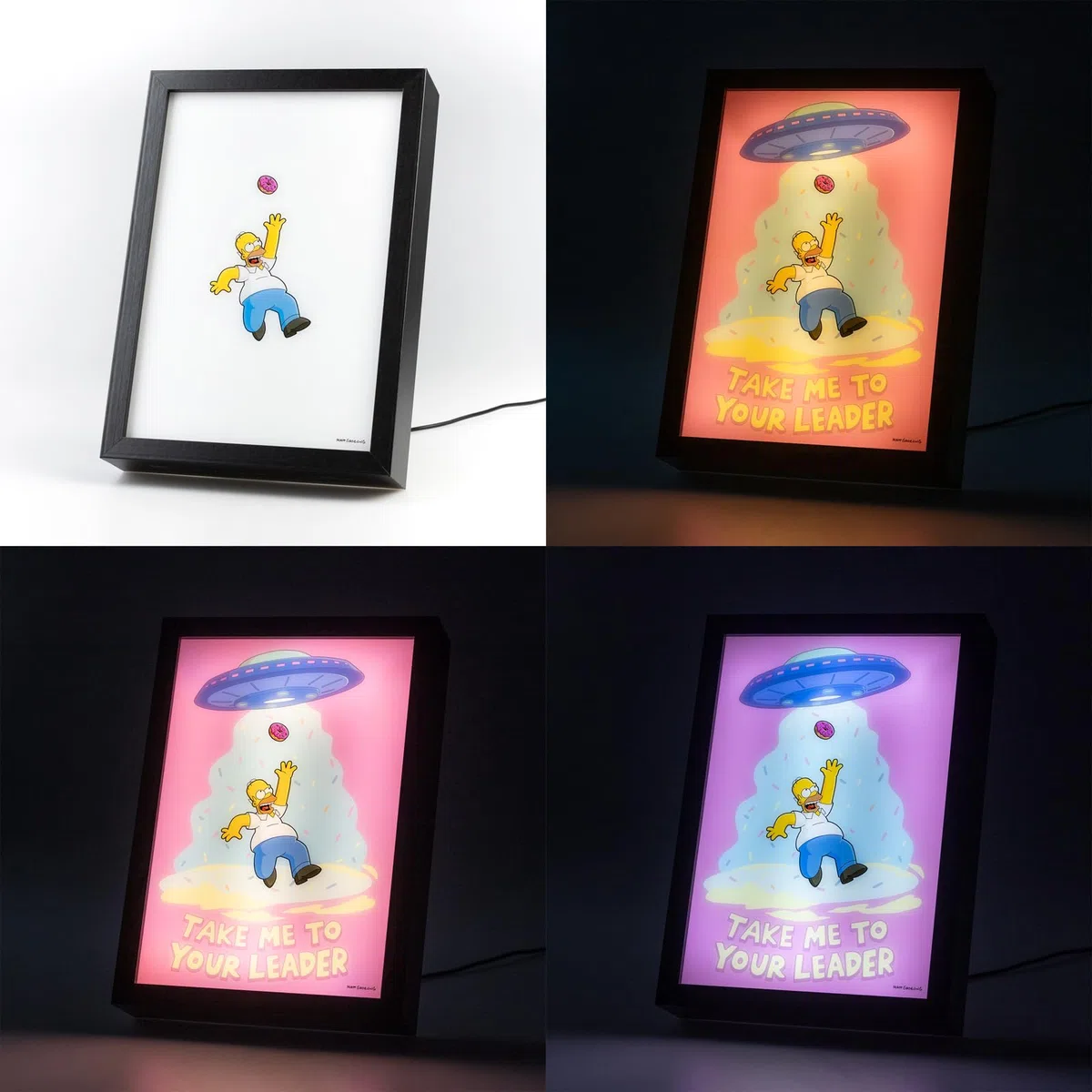 Grupo Erik Quadro Luminoso LED The Simpsons - Lampada da Tavolo Decorativa con Cornice per Gaming Room, Effetto Doppia Immagine e 15 Modalità di Luce | Cavo USB Incluso (20 x 28 x 5 cm)
