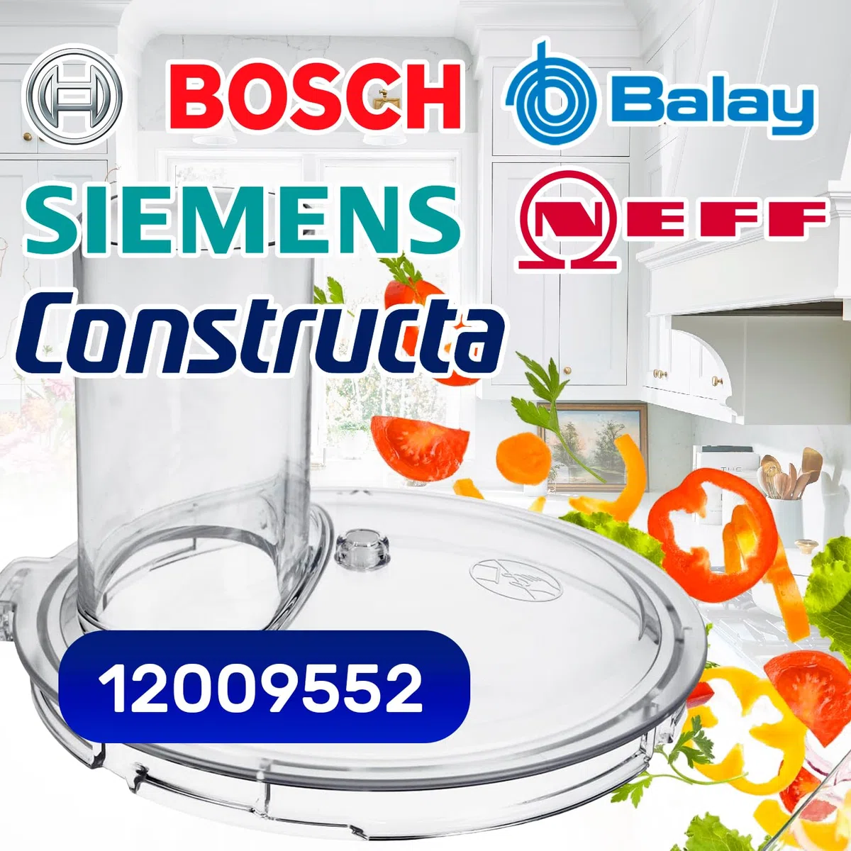 MONTERAL La Parte Superiore Dell'alloggiamento del Robot da Cucina Ø 175 x 120 mm con Codice Originale 12009552 per Bosch per Balay per Constructa per Siemens per Neff - Garanzia di 10 Anni
