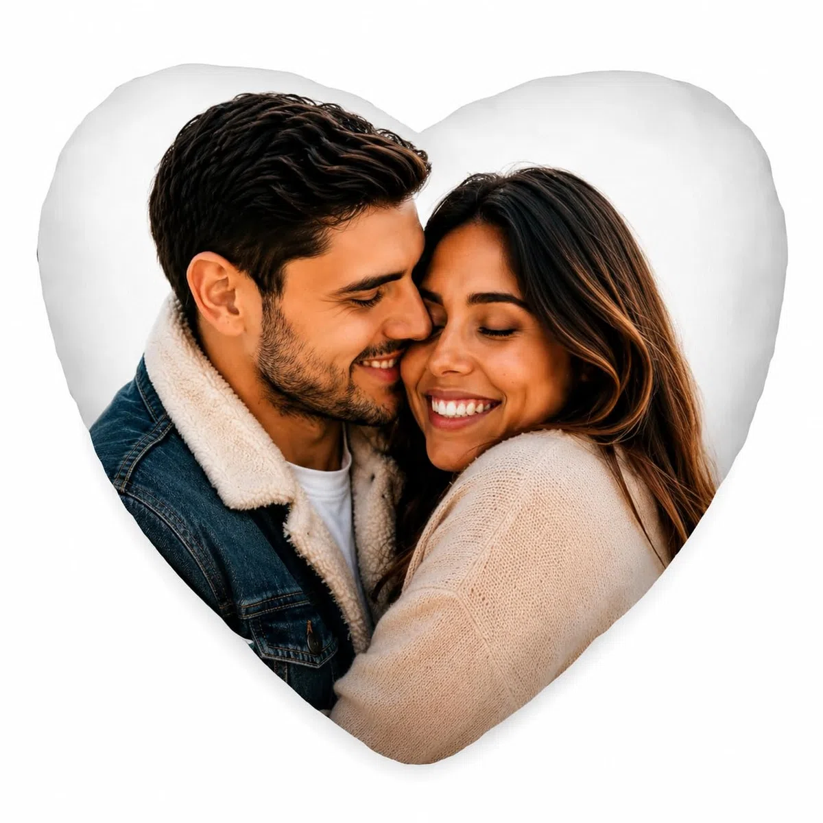 SeeSee Cuscino Personalizzato con Foto e Testo a Forma di Cuore 40x40 cm con Stampa Fronte e Retro Personalizzabile e Imbottitura Inclusa - Idea Regalo Uomo e Donna Compleanno - Made in Italy
