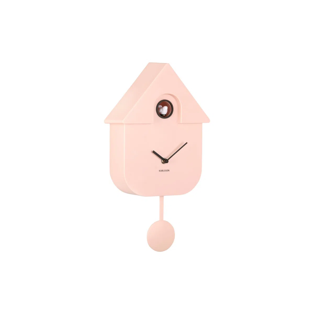 Whale Karlsson KA5768LP - Orologio a cucù da Parete Moderno a Pendolo, Colore: Rosa Tenue