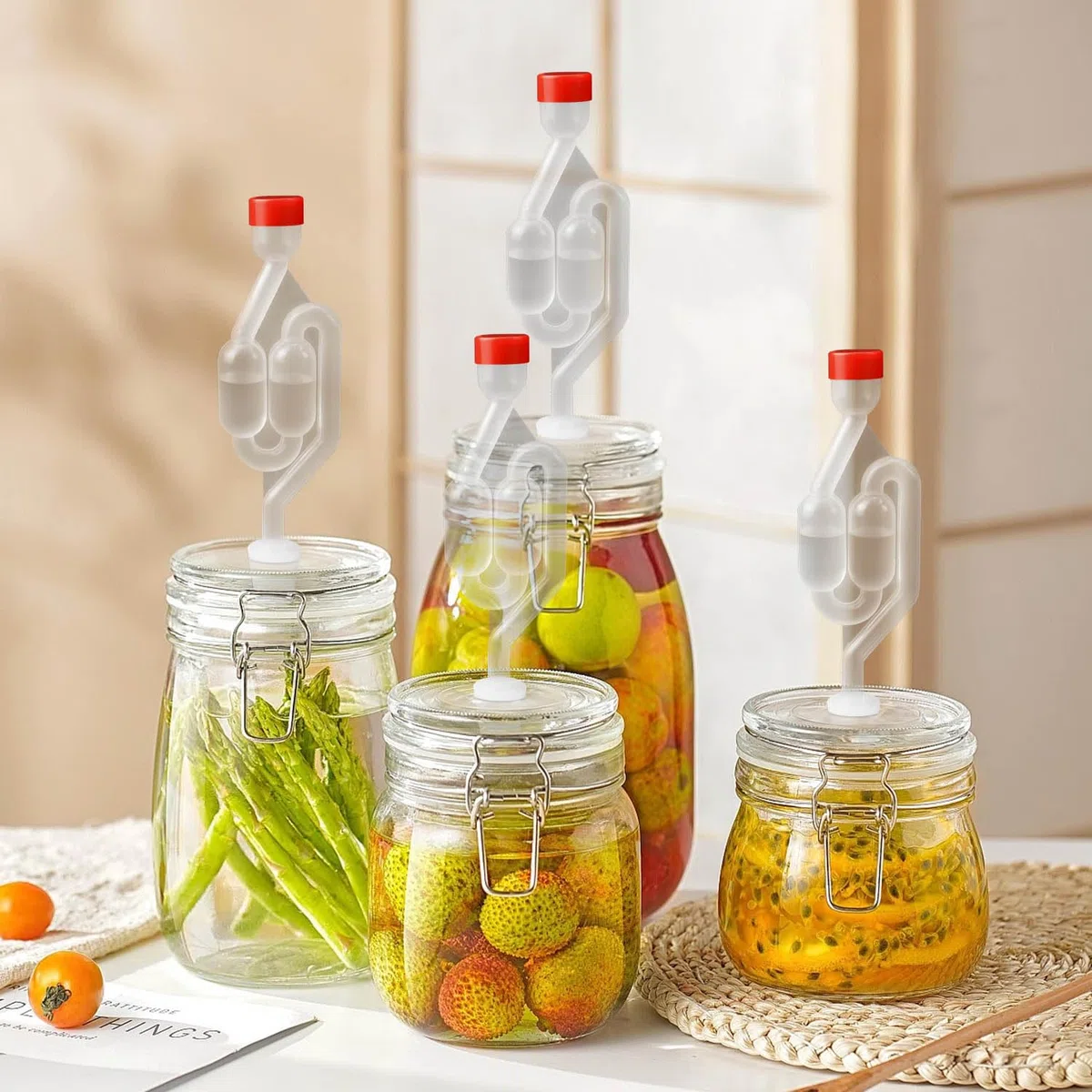 3 Pezzi Gorgogliatore Fermentazione, Trasparente Gorgogliatore, Fermentatore con Gorgogliatore con Tappo in Gomma, Airlock Fermentazione per Preparare Birra, Vino, Crauti Fermentati