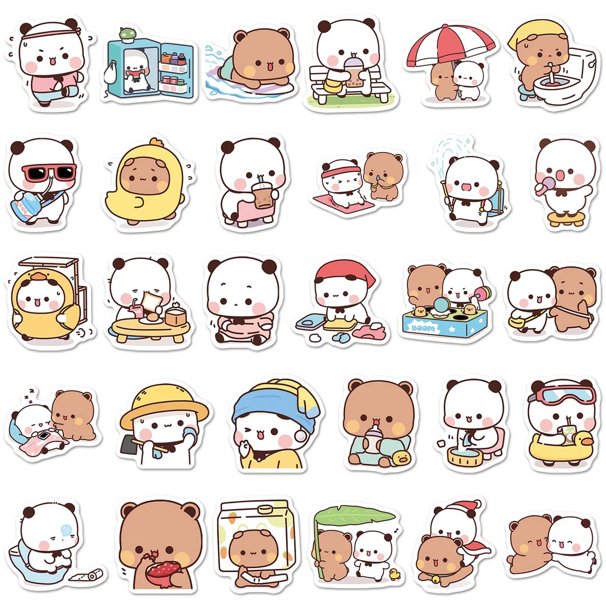 110 Pezzi Adesivi Bubu Dudu per bambini, Dudu Bubu Simpatica Decorazione, Cartone Animato Panda Adesivi impermeabili, Decorazione per laptop, skateboard, scrapbook, borraccia, bambini