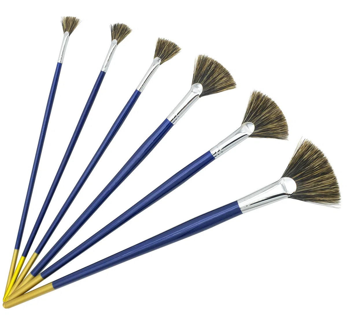 Pennelli per Dipingere a Ventaglio Setole di Cinghiale 6 Pezzi, per Acrilico Olio e Acquerello Pittura Professionali, LEA-SHALL Set Pennello Arte ad Artisti con Manico Legno Lungo