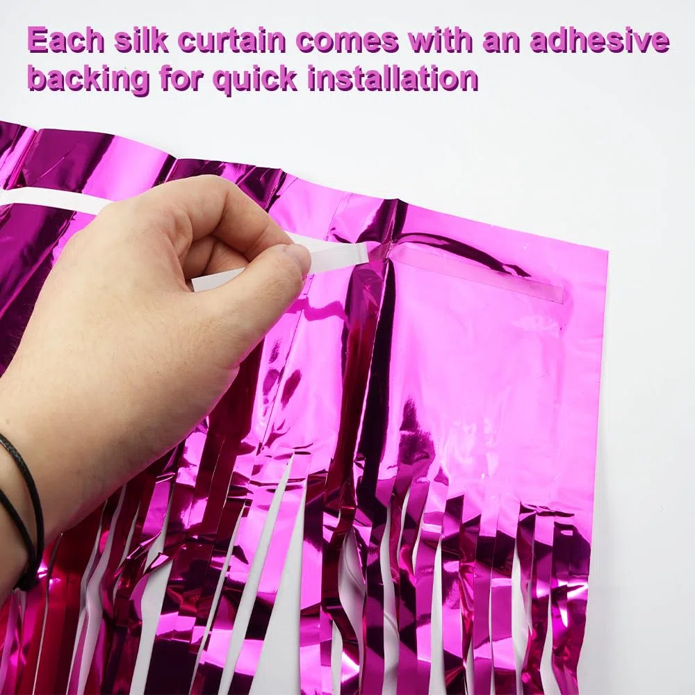 6 Pezzi Rosa Tende Metalliche Feste, 1M x 2M Tenda Compleanno In Plastica, Tenda Per Compleanno Decorazione per La Decorazione Dello Sfondo, La Decorazione Della Festa, Decorazione Del Compleanno