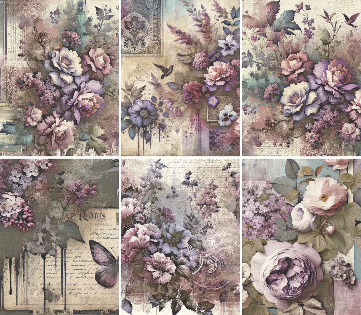 Carta di riso alla peonia, 20 x 26,6cm (6 pezzi) - 6 disegni per scrapbooking, cartoline, artigianato, decoupage da CRAFT KREATIVELY