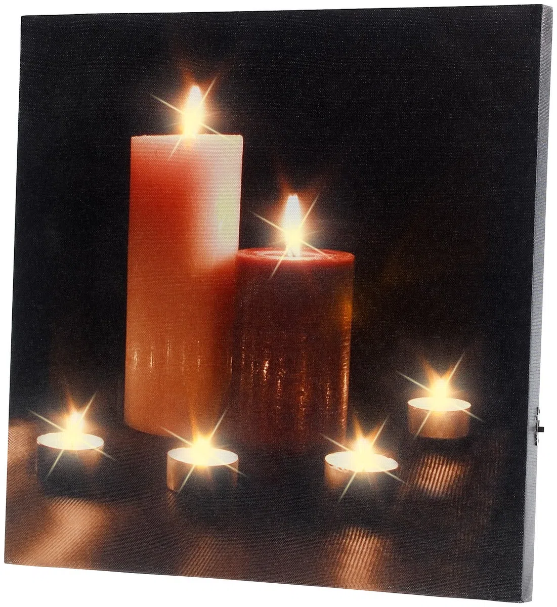 Infactory Backlit Wall Art - LED Immagini: Quadro LED su Tela con Romantica Candela tremolante Modern Times (Immagine a Parete, Quadro di Candele, Decorazione)