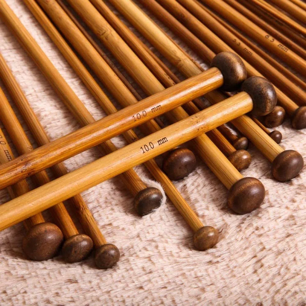 JZK 18 Paia / 36 PZ Set ferri da maglia bamboo Bambù, 2-10mm, aghi per maglieria Dritti in Legno, Kit Aghi da Maglia a punta singola per Lavorare a Maglia per Professionisti e Principianti