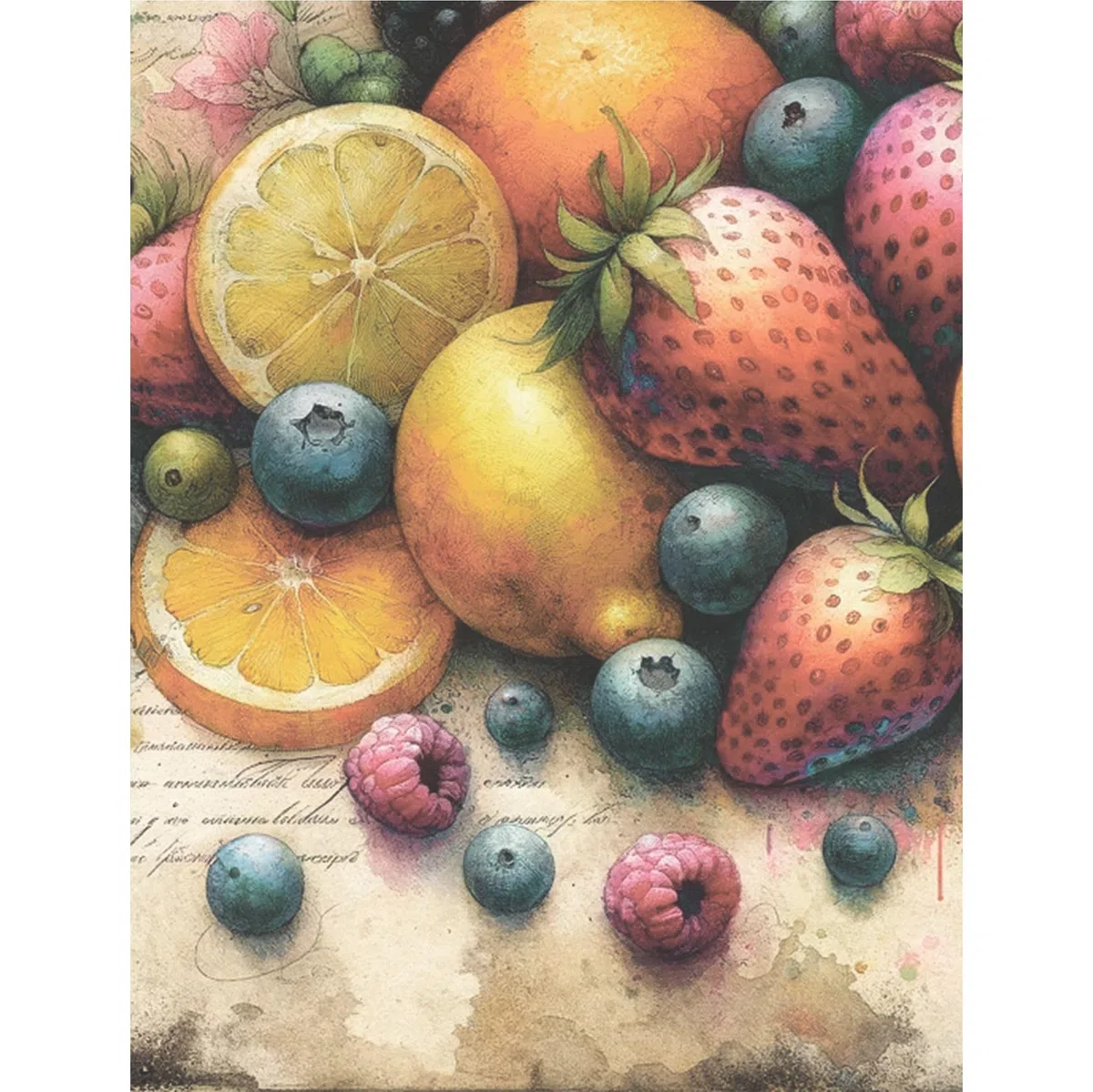 Carta di Riso frutta mista, 20 x 26,6cm (6 pezzi) - 6 disegni per scrapbooking, cartoline, artigianato, decoupage da CRAFT KREATIVELY