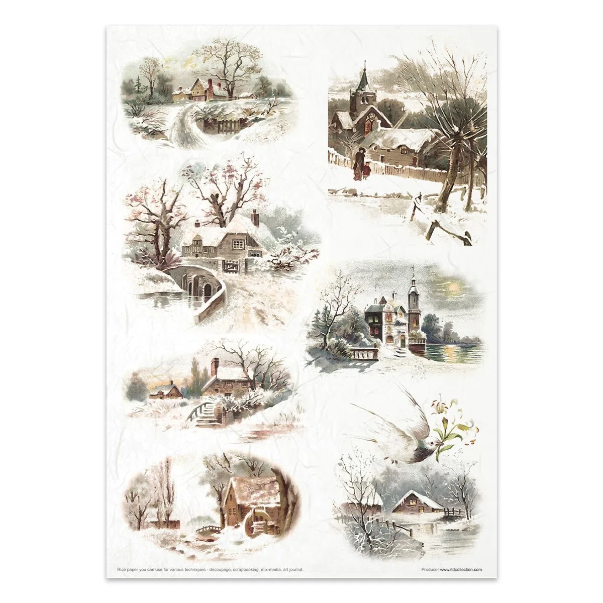 ITD Collection - Papier de riz créatif A4 Decoupage Rice Paper Sheet 29,7 x 21 cm Technique de découpage multicolore (RP024) - HS code 48021000