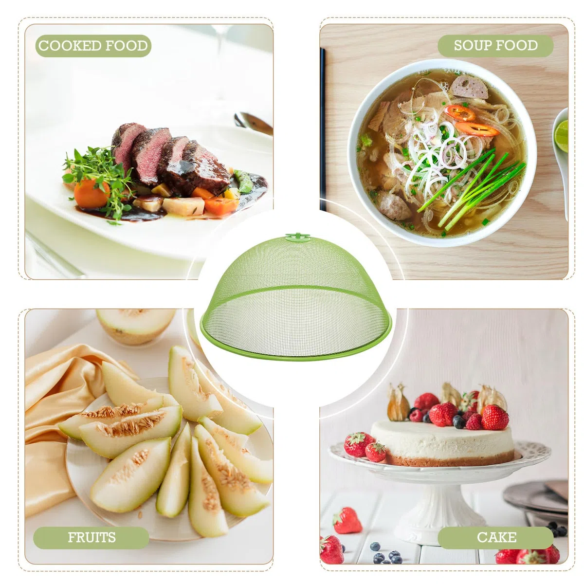 DOITOOL Copertura Chiusura in Alimenti e Rotonda Acciaio Inossidabile per Anti-Polvere Verde Antiparassiti Ermetica Cucina e Feste