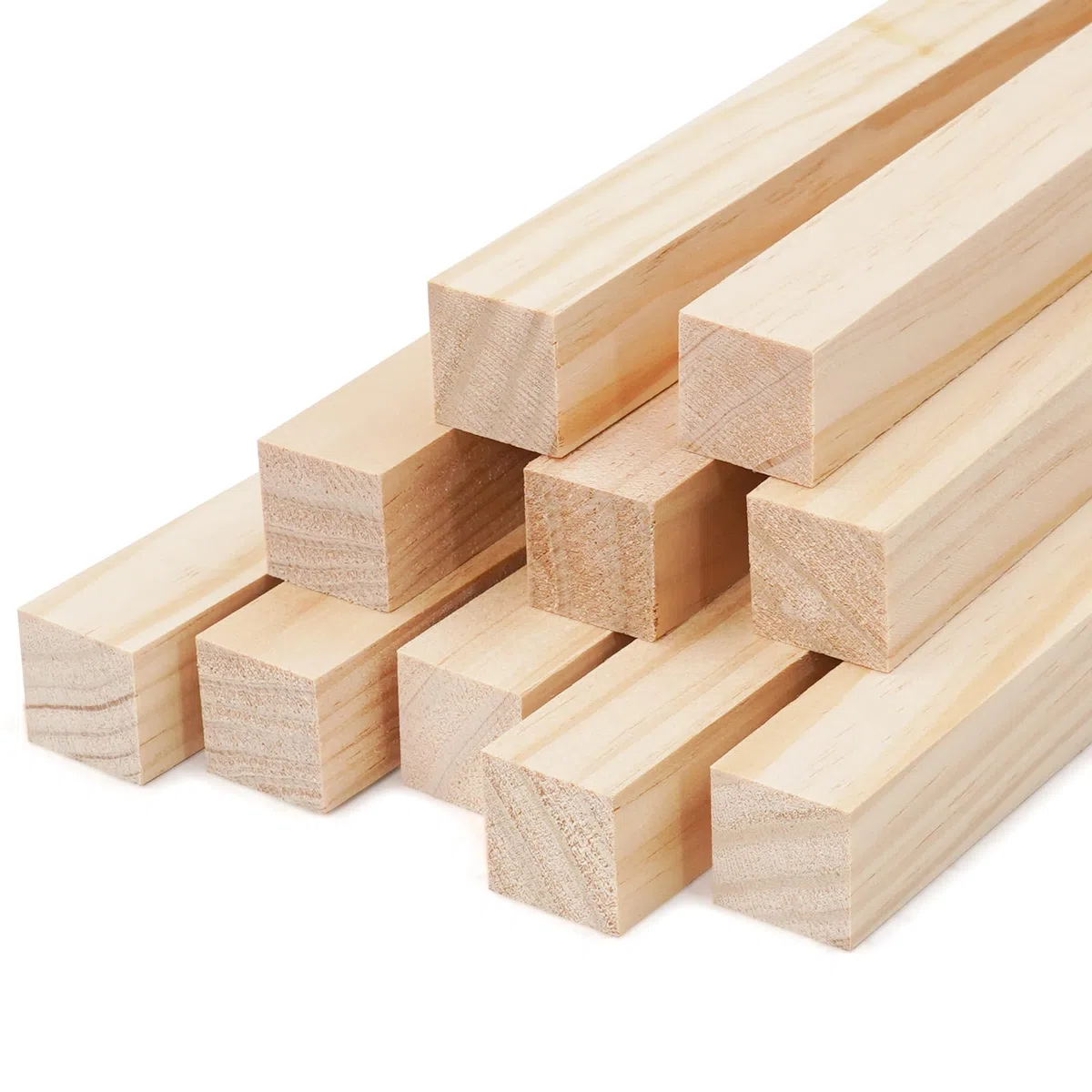 10 tasselli quadrati in legno, 20 x 300 mm, per artigianato, bastoncini in legno duro non finiti, fai da te, decorazione per la casa, 20 mm
